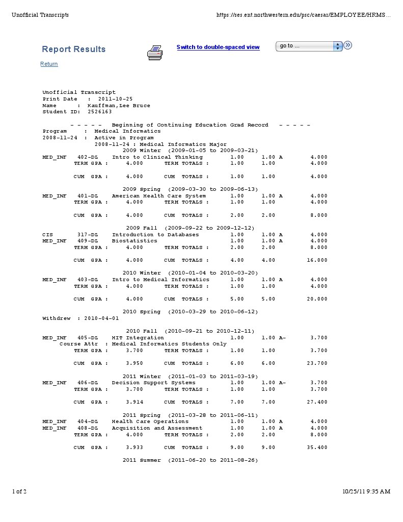 Unofficial Transcripts | PDF | Career & Growth