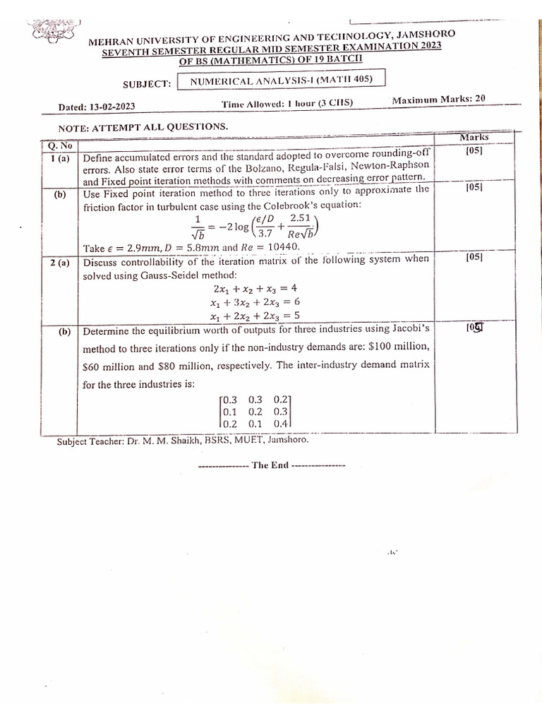 Mid - 7th Semester | PDF