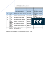 Horario de Entrenamiento