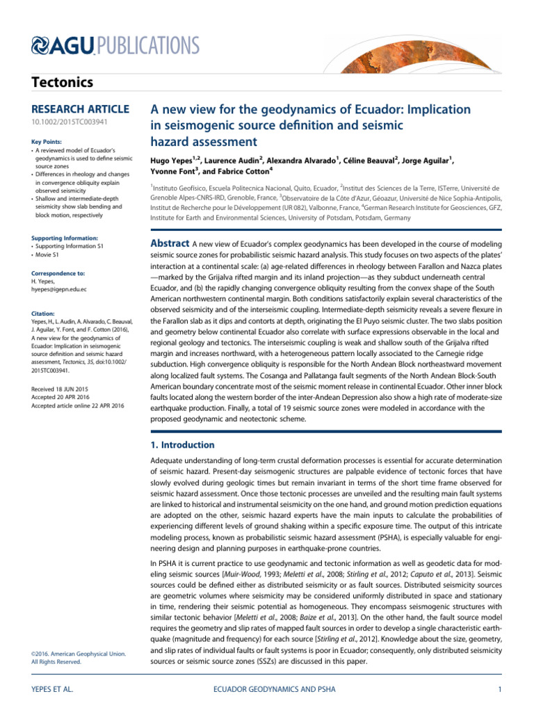 Yepes 2016 - Ecuador Tectonics | PDF | Science & Mathematics