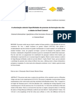 A Urbanização Colonial - Especificidades Do Processo de Formação Das Vilas e Cidades Do Brasil Colonial