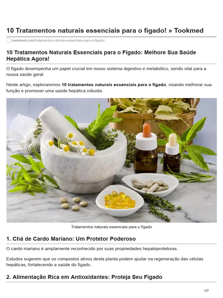 10 Tratamentos Naturais Essenciais Para O Fígado Download Grátis Pdf