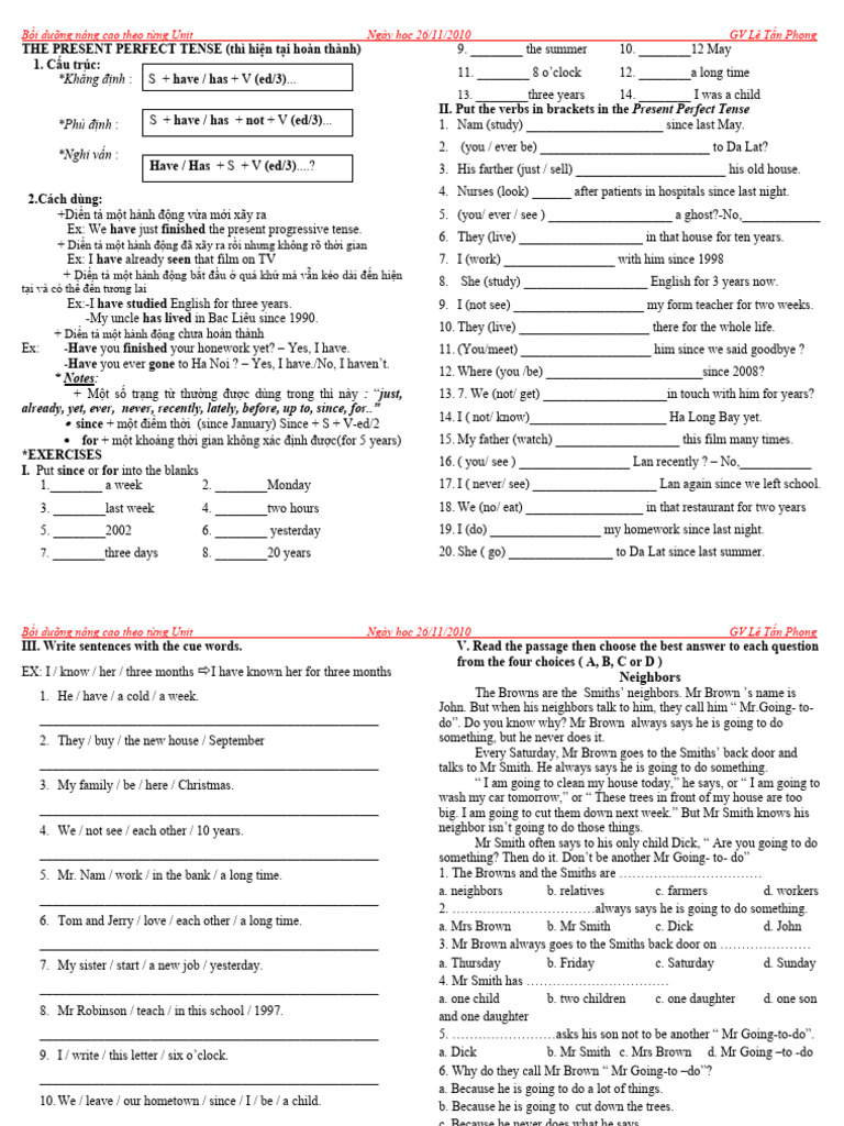 Present Perfect Tense Overview | PDF | Grammar | Linguistics