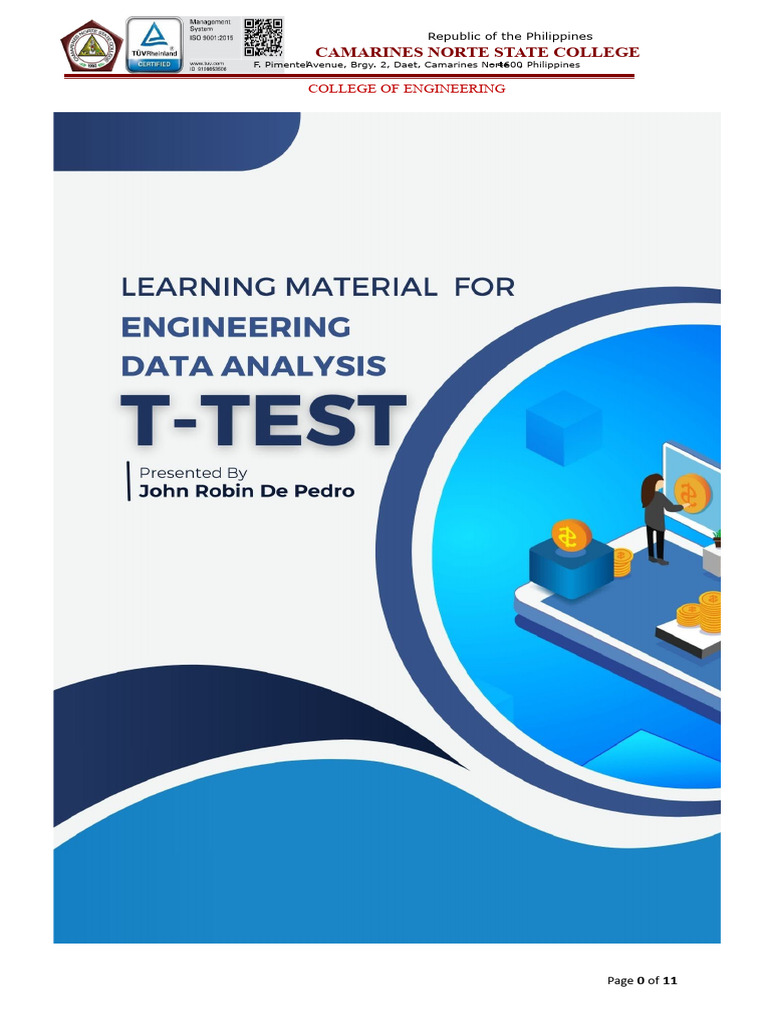 Engineering Data Analysis | PDF | P Value | Student's T Test