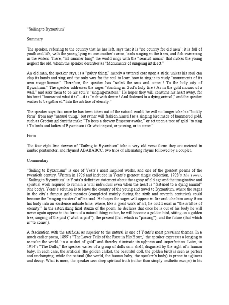 Sailing To Byzantium PDF Poetry Science