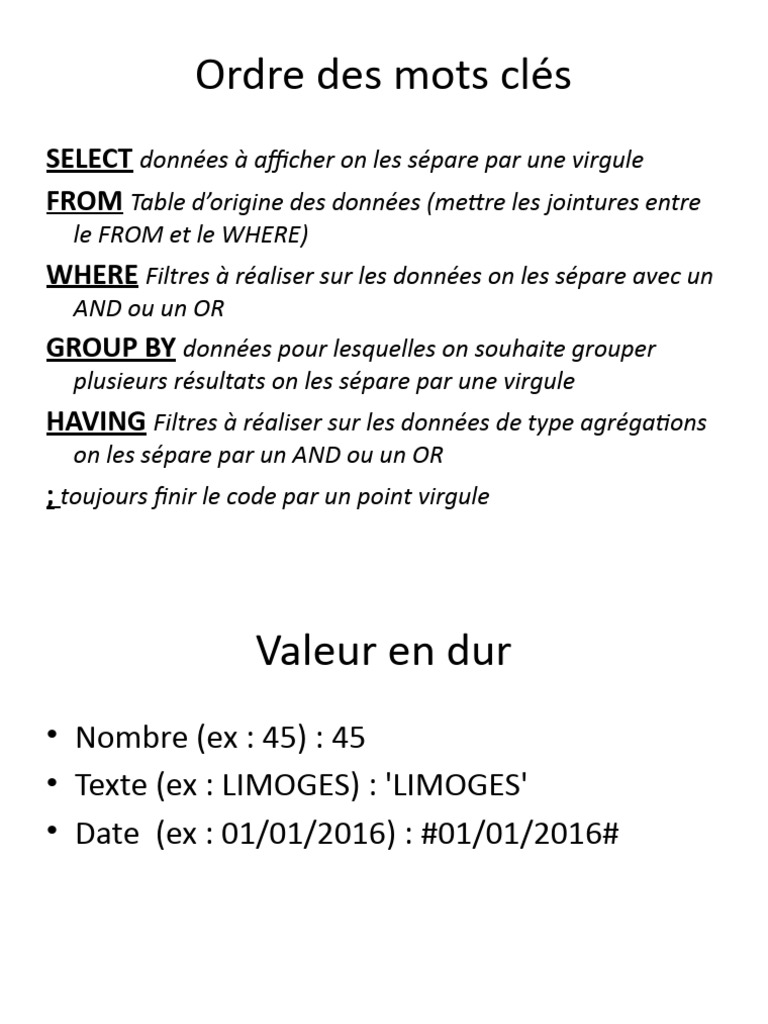 Guide des requêtes SQL essentielles | PDF | Bases de données | Gestion ...