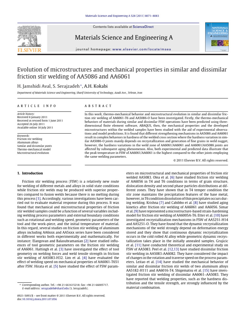 Evolution of Microstructures and Mechanical Properties in Similar and ...
