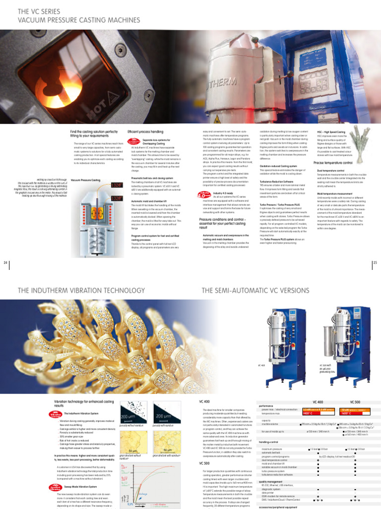 Indutherm VacuumCasting Machines PDF Casting Materials Science