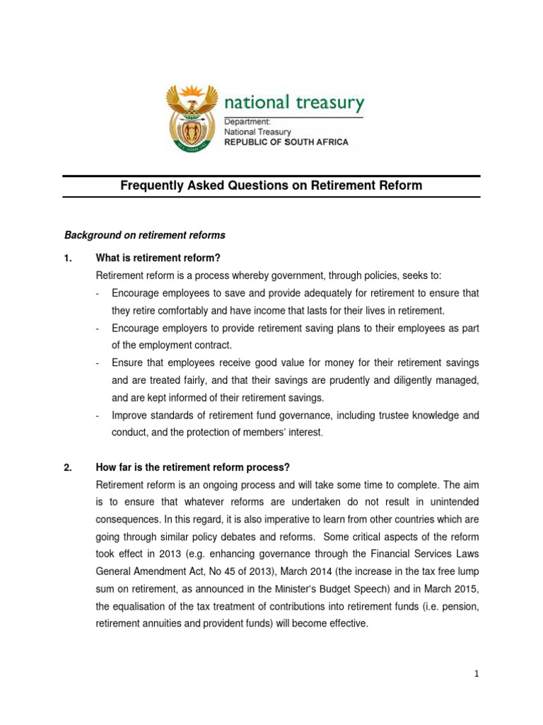 Retirement Reform FAQs Explained | PDF | Retirement | Pension