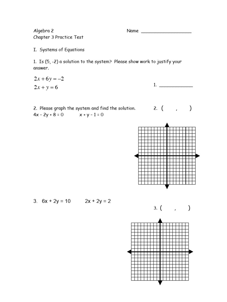 A2 CH 3 Practice Test | PDF | Equations | System Of Linear Equations