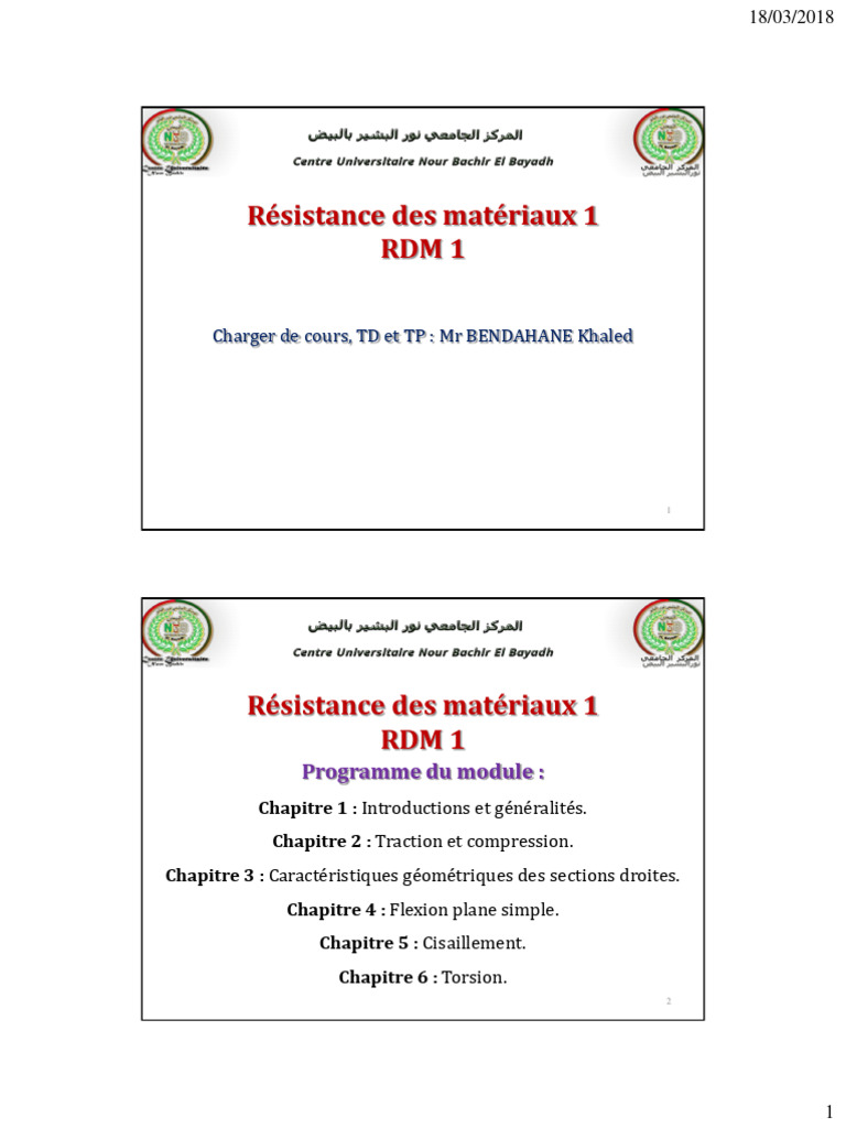 Cours de RDM : Compression et Dimensionnement | PDF | Résistance des ...