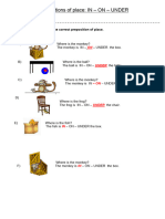 Prepositions of Place in On Under Picture Description Exercises 87521