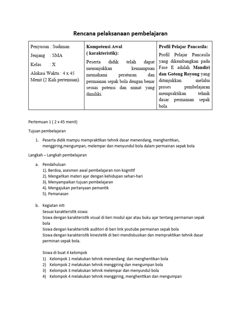 RPP PJOK KUmer | PDF