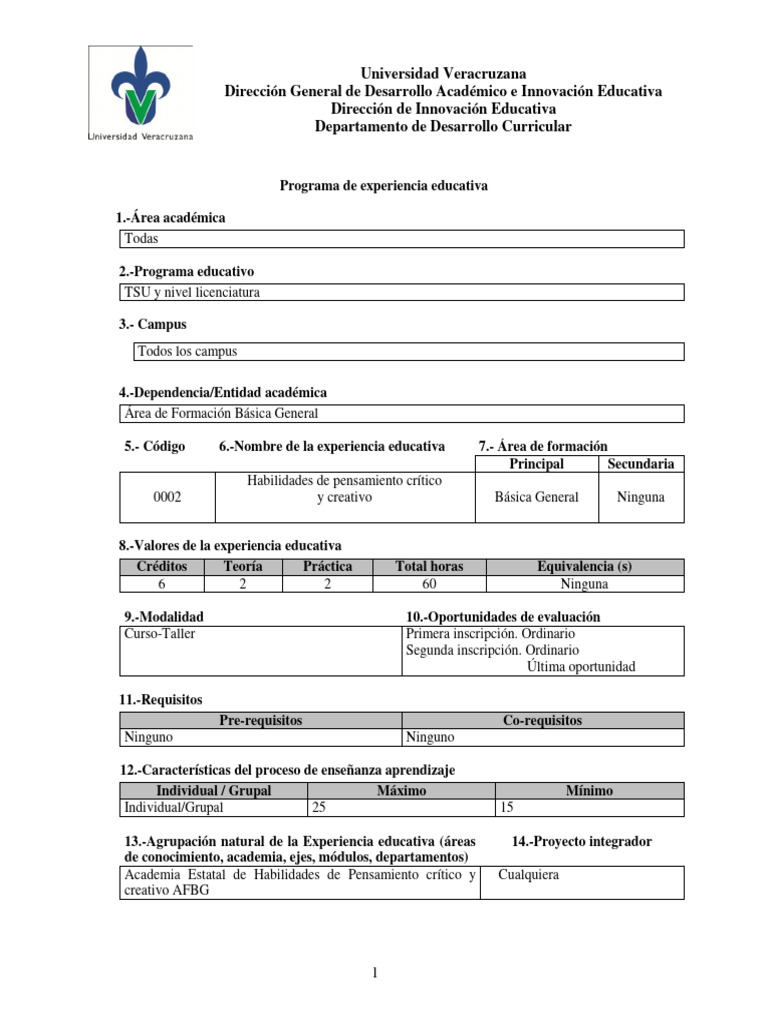 Habilidades de Pensamiento Crítico y Creativo | PDF | Plan de estudios ...