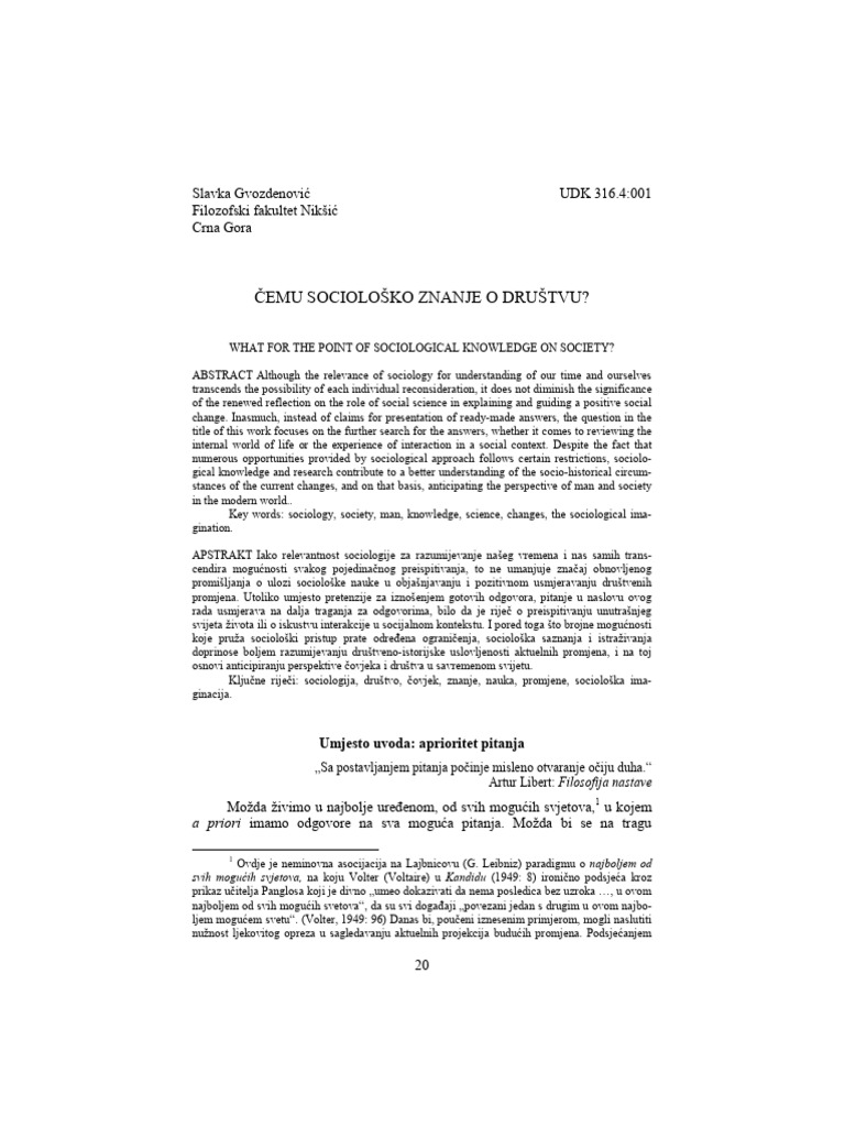 Gvozdenovic s cemu sociolosko znanje o drustvu pdf