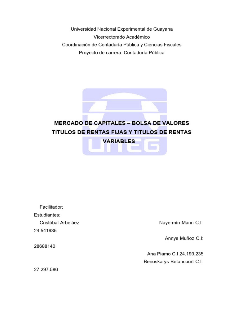 Introducción al Mercado de Capitales | PDF | Bolsa | Renta Fija
