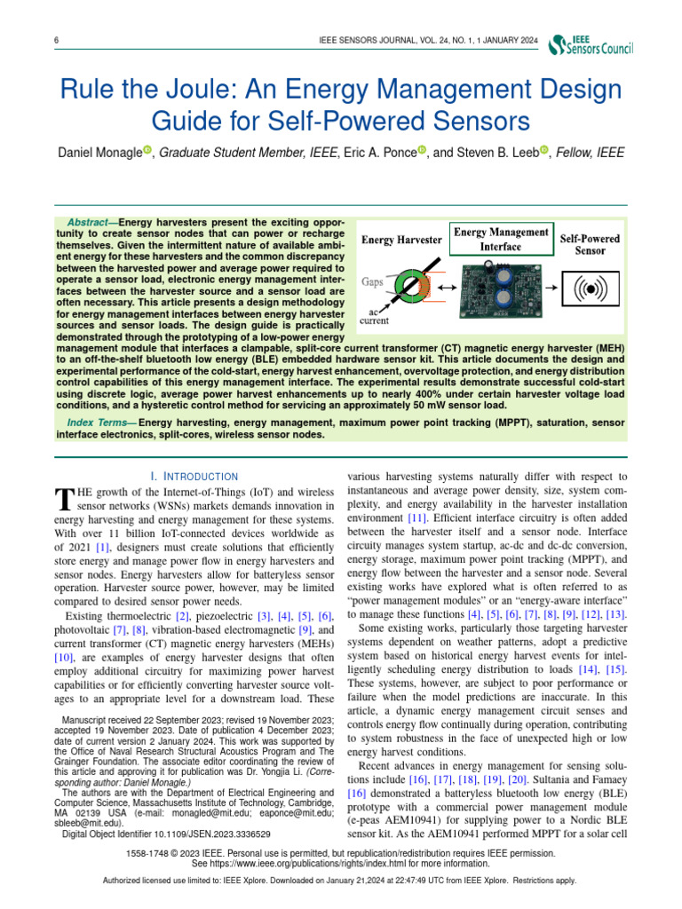 Joule Energy Management for Sensors | PDF | Rectifier | Mosfet