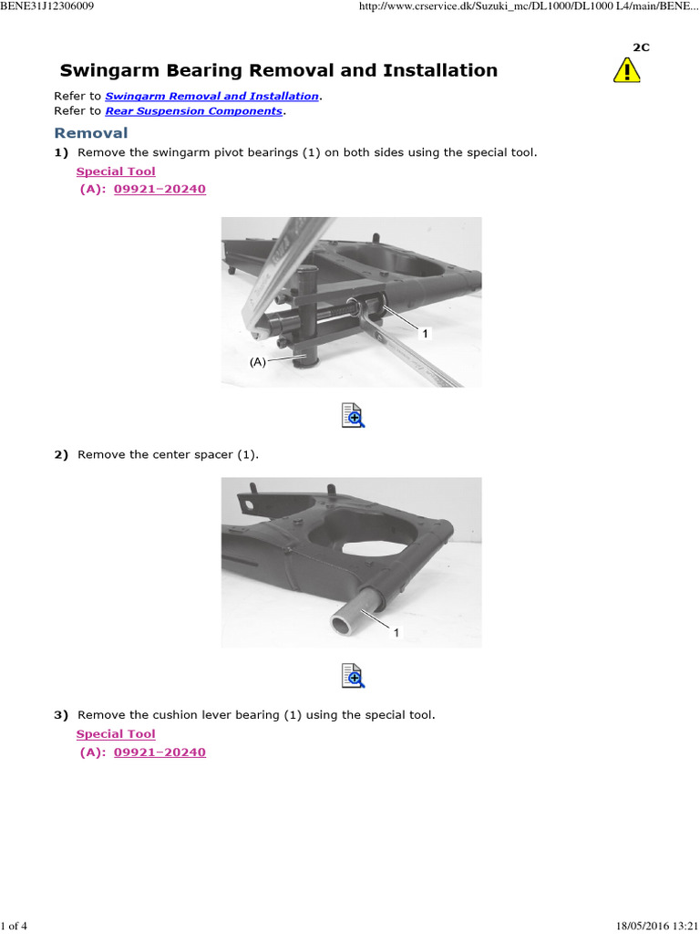 2C-13&14 Swingarm Bearing Removal and Installation | PDF | Manufactured ...