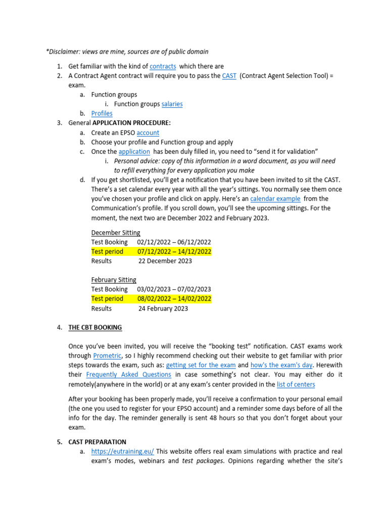 EPSO CAST Exam Guide for Contract Agents | PDF | Reason | Question