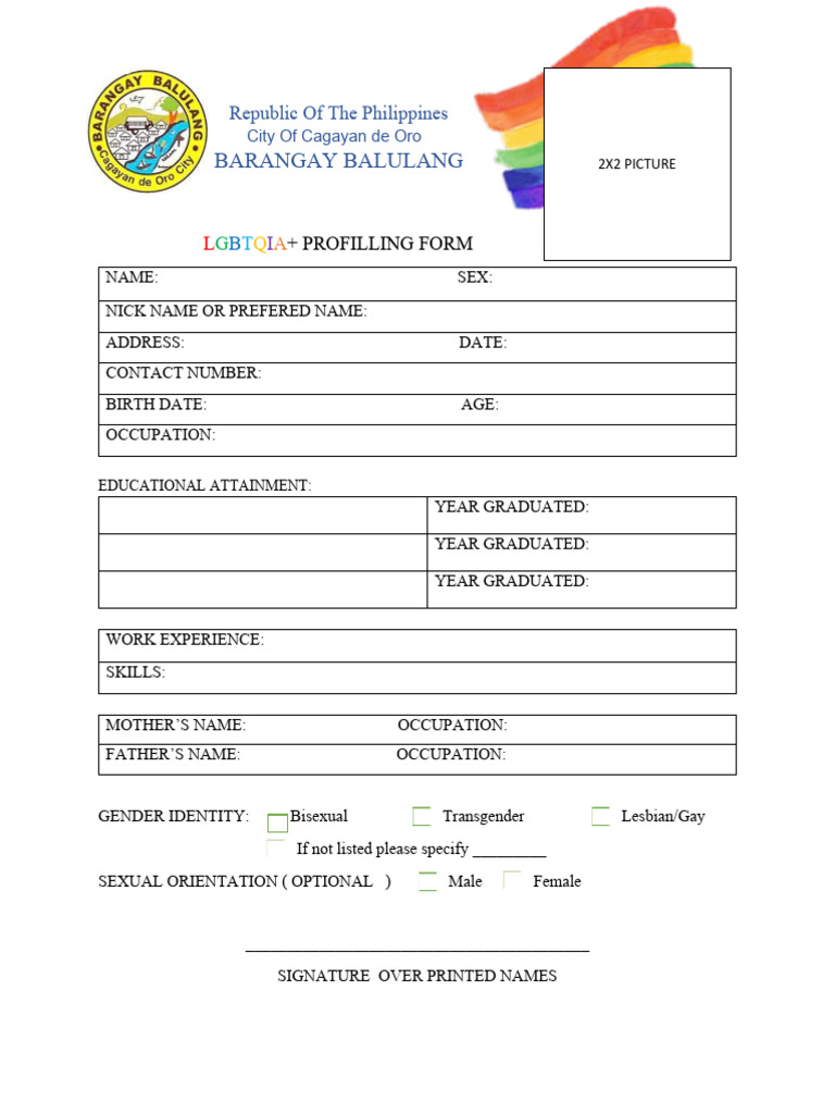 LGBTQIA+ Profiling Form | PDF