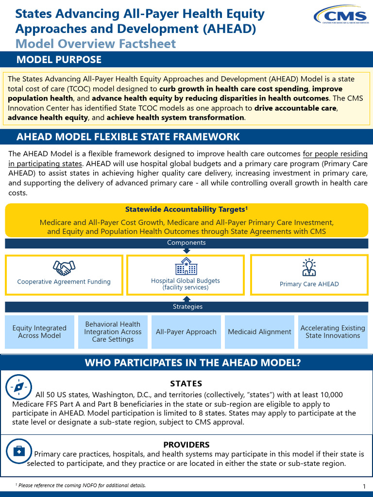 AHEAD Model Overview Factsheet | Download Free PDF | Medicare (United ...