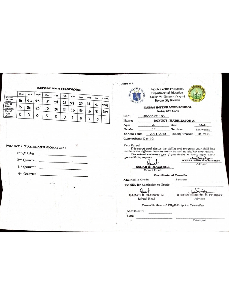 Grade 12 Report Card | PDF