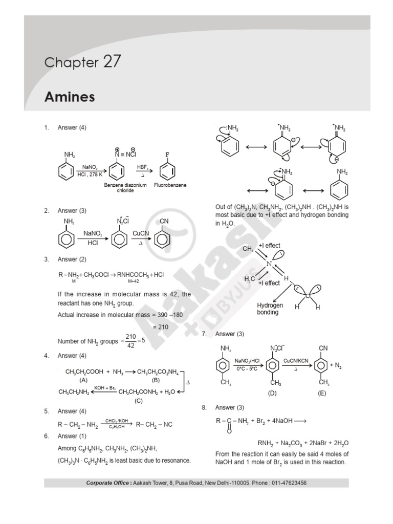 C Sol Ch-27 Amines | PDF | Amine | Physical Sciences