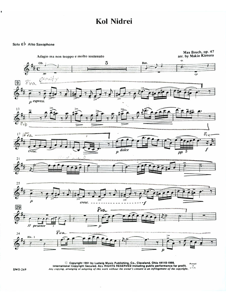 BRUCH - Kol Nidrei (Solo Part) | PDF