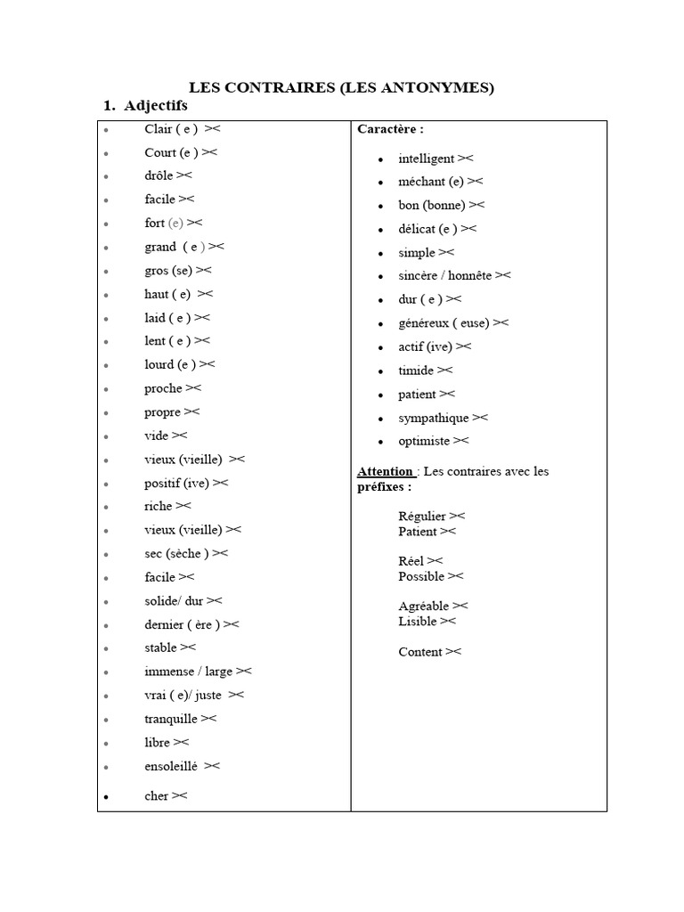 Antonymes l ve PDF