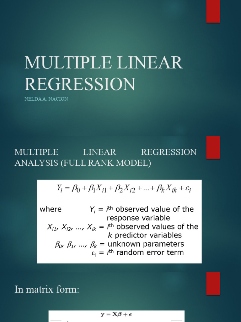 Multiple Linear Regression | PDF | Regression Analysis | Linear Regression