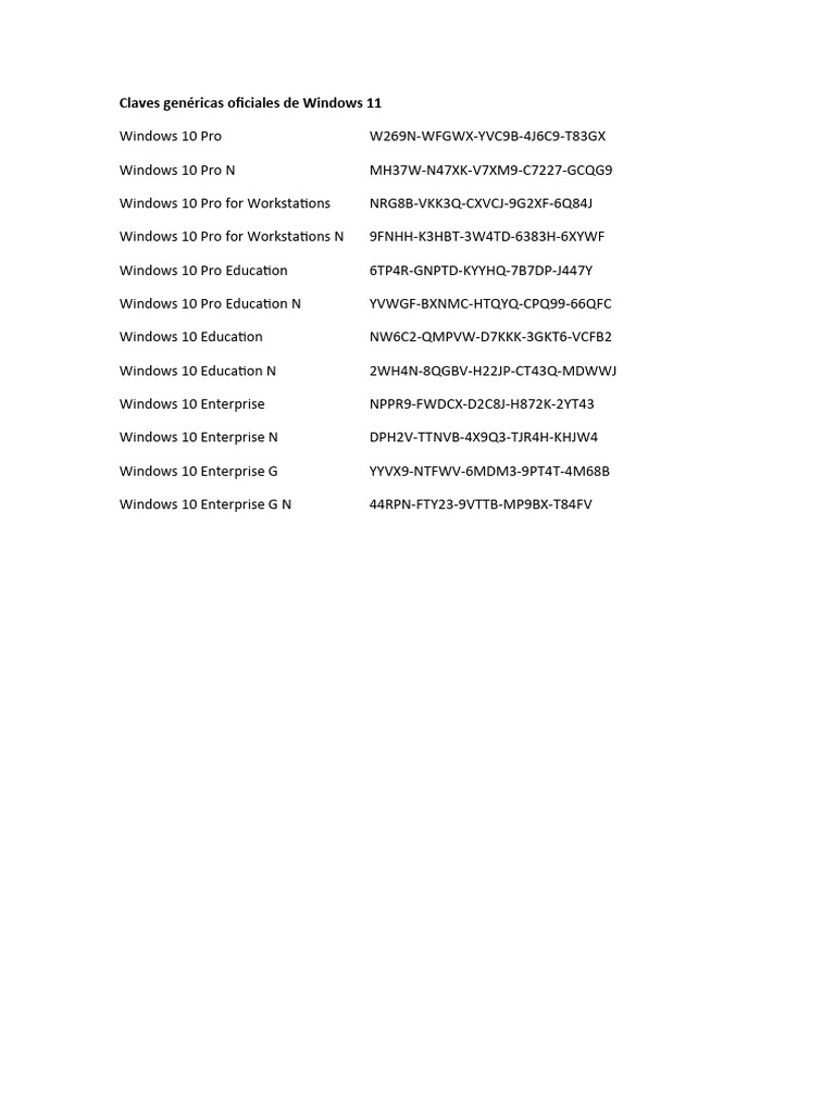 Windows 11 Generic Keys Guide | PDF