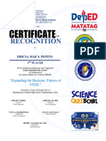 CERTIFICATE of RECOGNITION QUIZBOWL GRADE 8