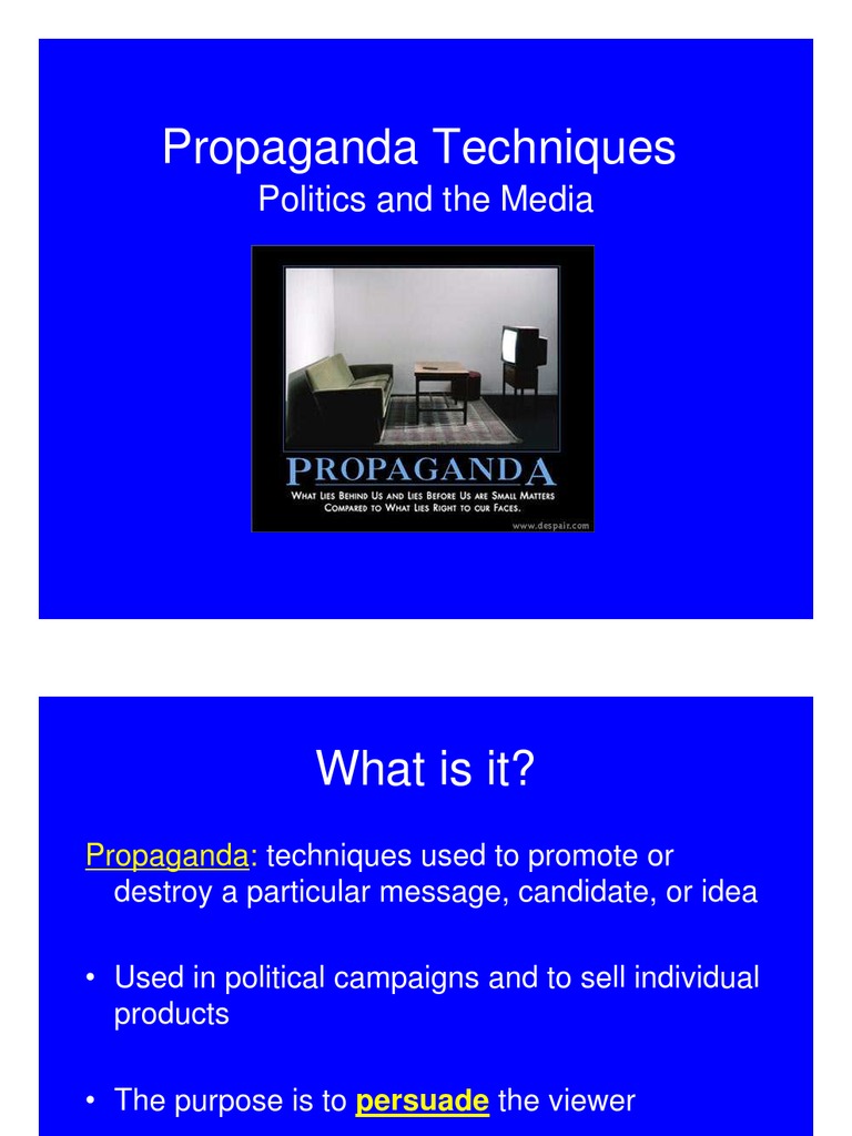 Propaganda Techniques 2011 | PDF | Self-Improvement