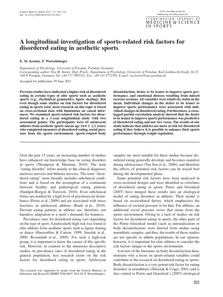 A Longitudinal Investigation of Sports-Related Risk Factors For ...