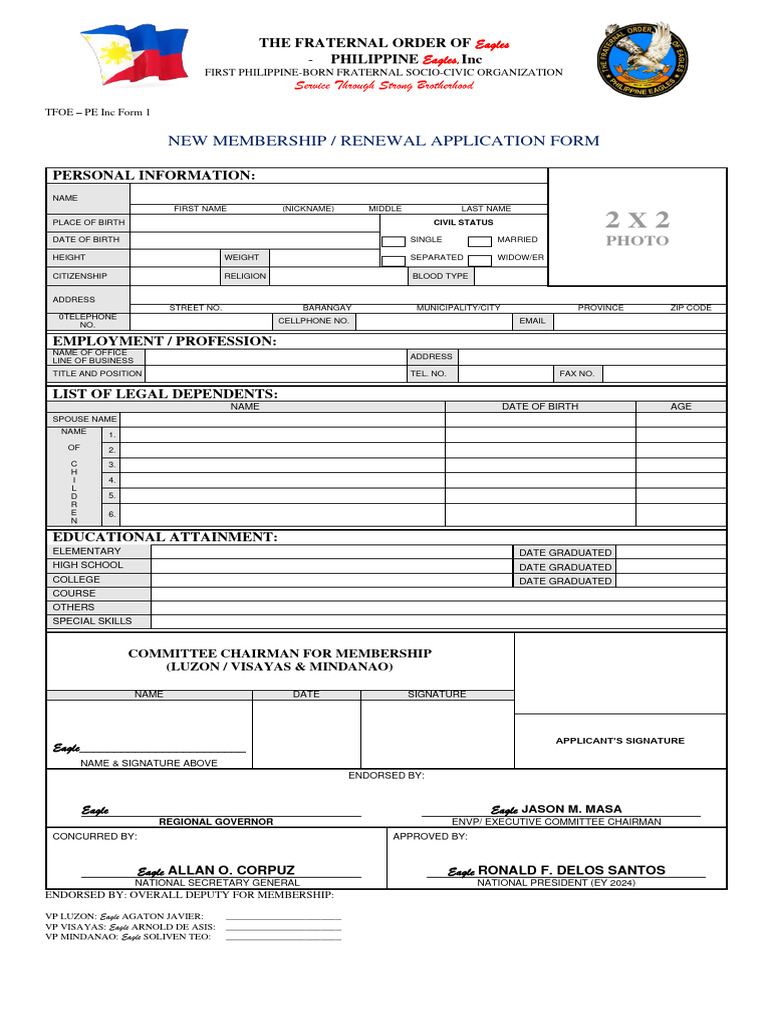 Eagles Membership Application Form | PDF | Government