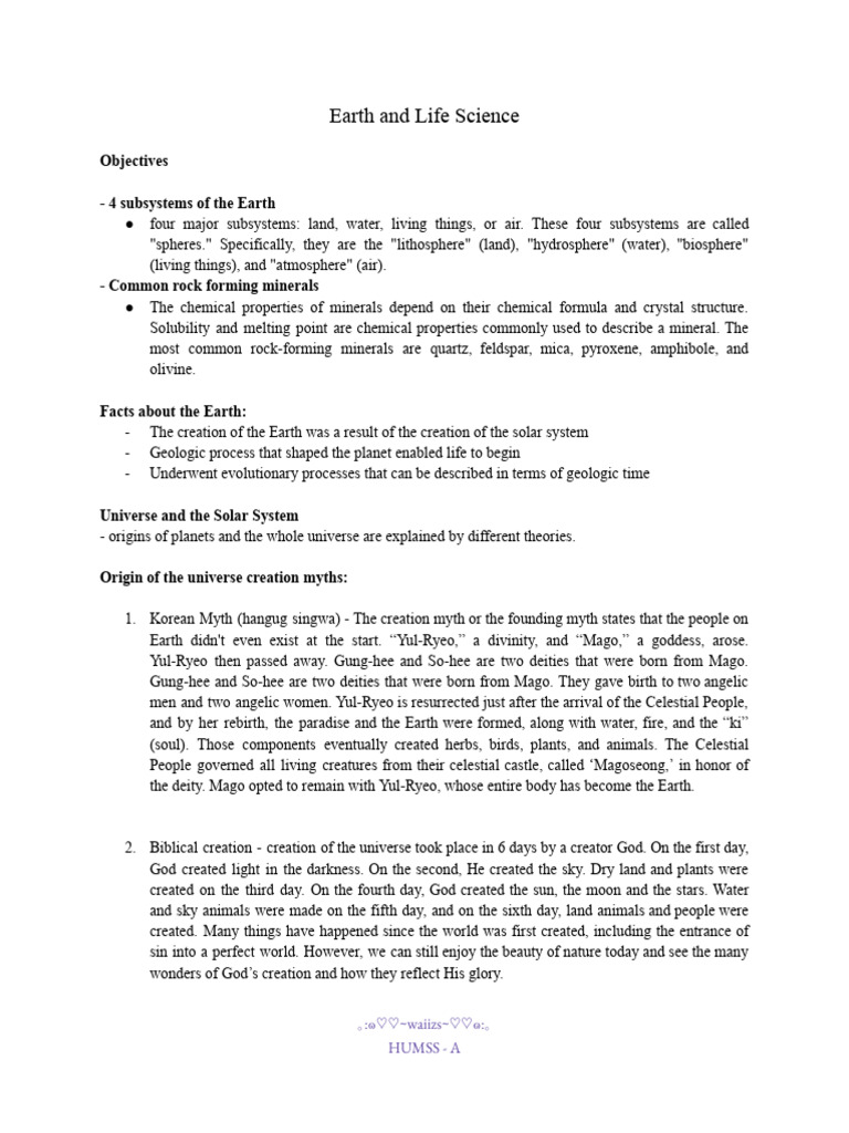Earth and life science w1 lesson summary download free pdf