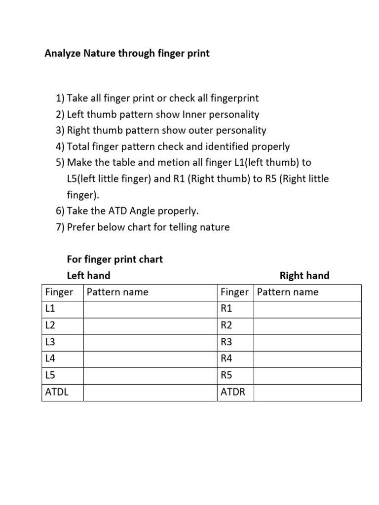 Fingerprint Analysis for Personality Insights | PDF | Fingerprint | Hand