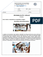 ATIVIDADE ID CULTURAL - Religiões Afro-Brasileira.