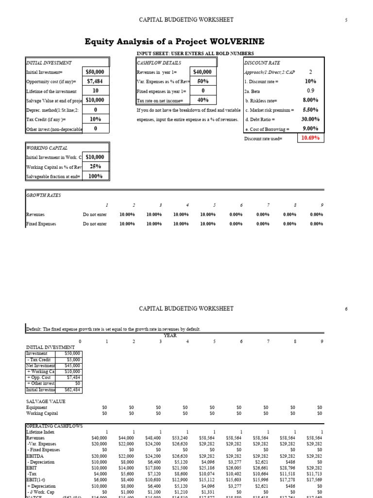 Project Wolverine Capital Budgeting | PDF | Capital Budgeting ...