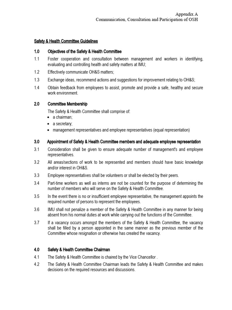 OSH Committee Guidelines and Functions | PDF | Science & Mathematics