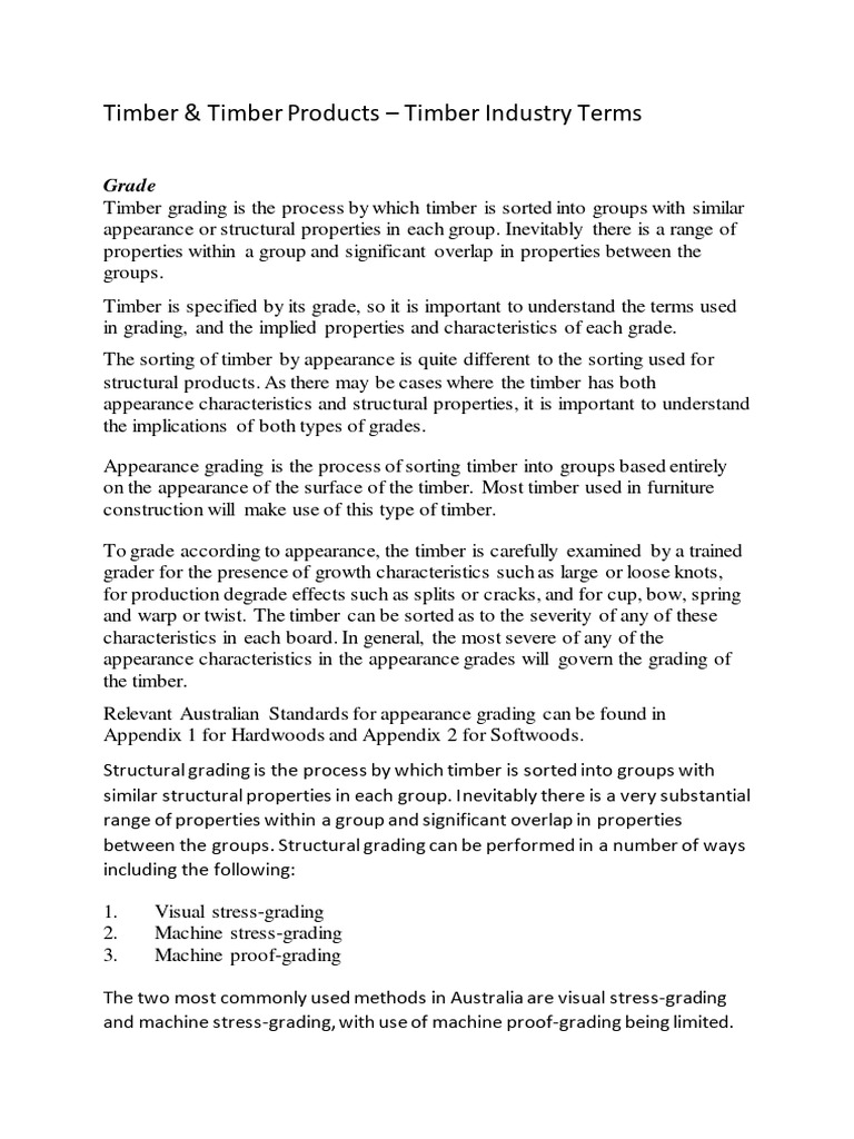 Timber & Timber Products Timber Industry Terms PDF Lumber Plywood