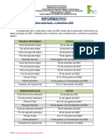 Informativo Cal Datas Principais 2021 Dainfra