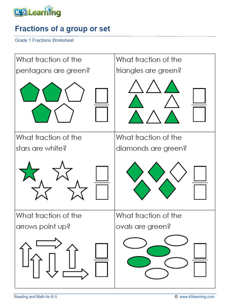 Grade 1 Writing Fractions Sets 2 PDF