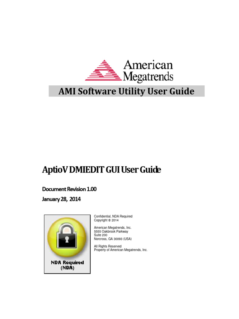 AMI AptioV DMIEDIT GUI User Guide NDA | PDF | Microsoft Windows | Menu ...