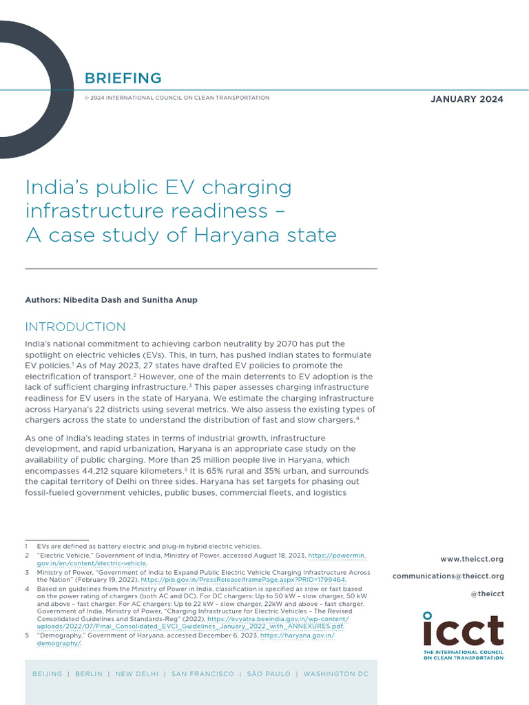 Haryana EV Charging Infrastructure Study | PDF | Electric Vehicle ...