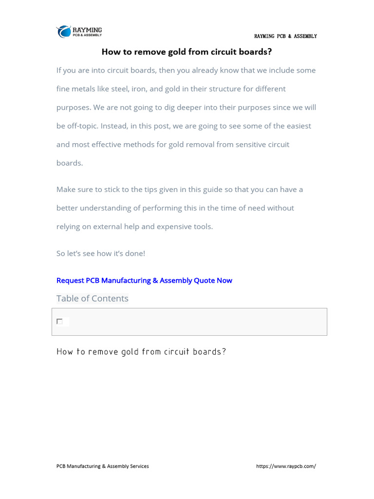 How To Remove Gold From Circuit Boards Pdf Printed Circuit Board