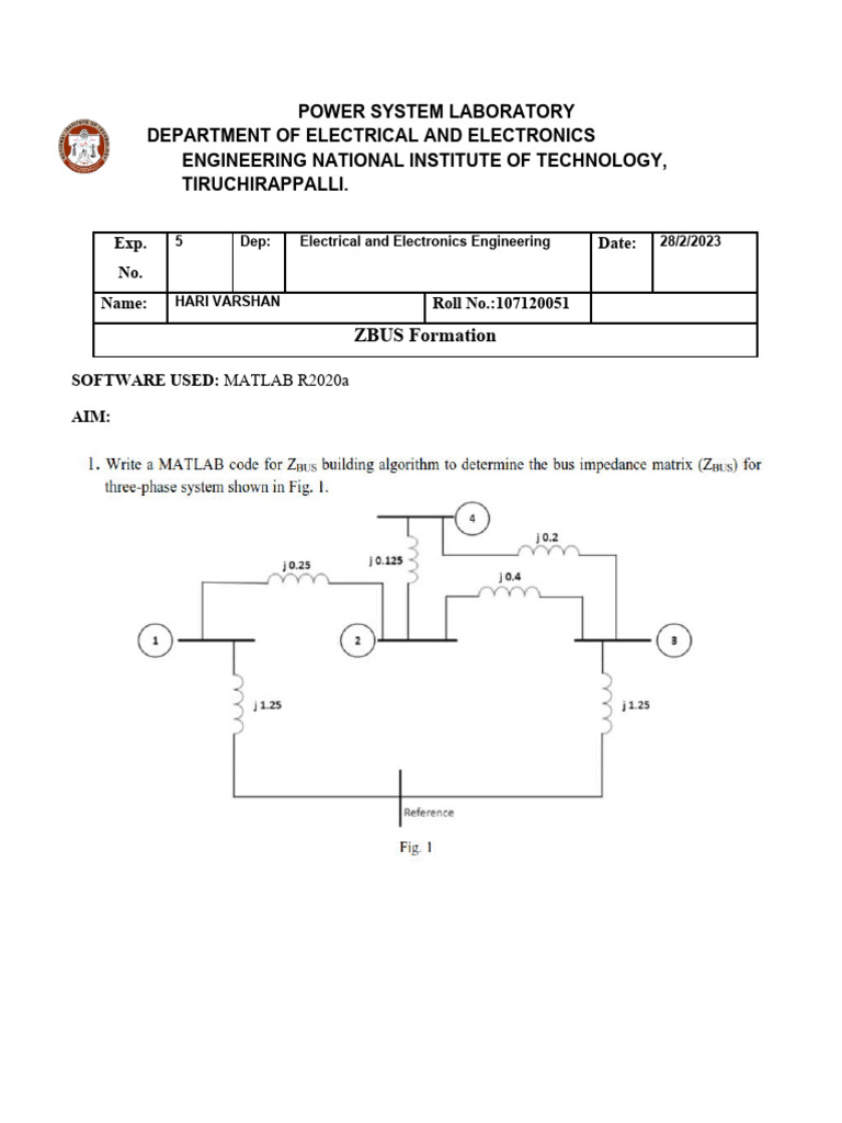 ZBUS Formation Using MATLAB R2020a | PDF