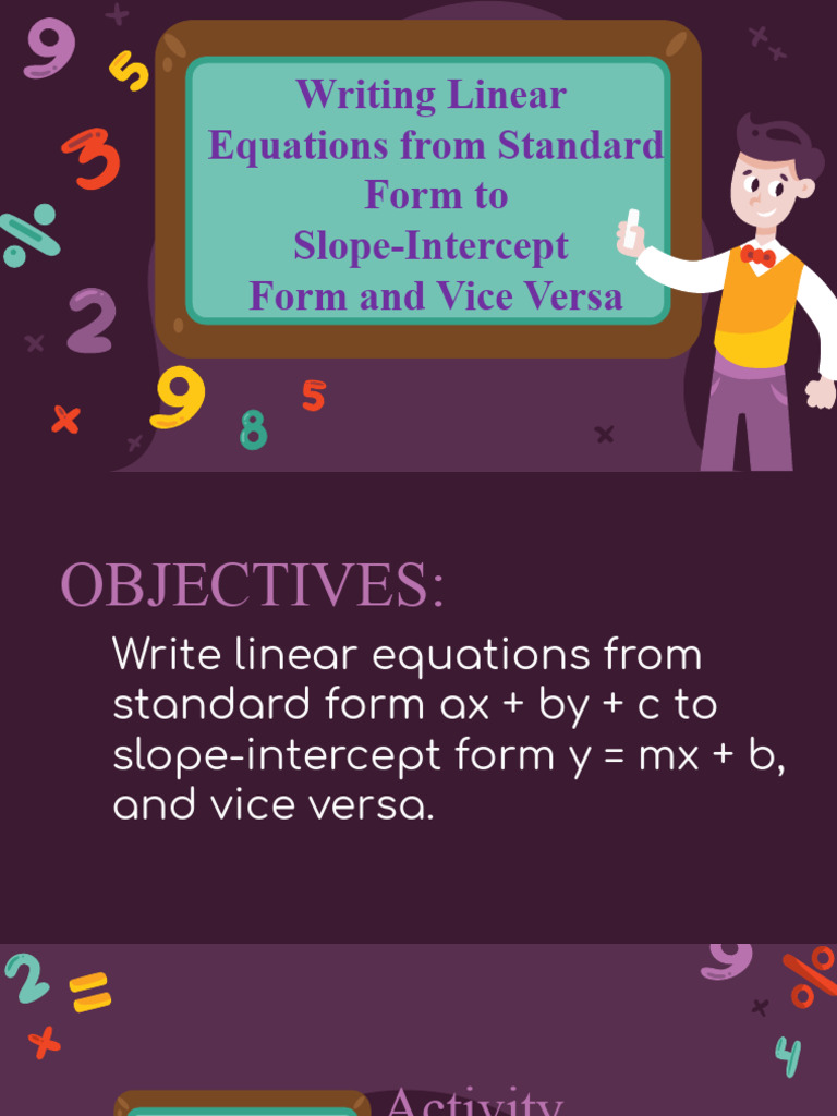 Convert Linear Equations: Standard to Slope-Intercept | PDF | Equations ...