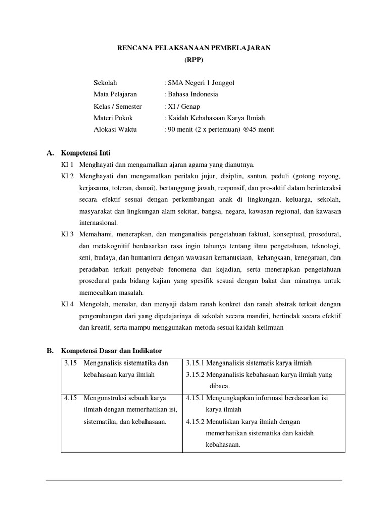 Contoh RPP Model DBL | PDF