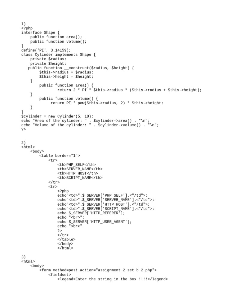 Php For Statement